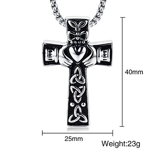 Jude Jewelers Retro Vintage Stainless Steel Celtic Knot Claddagh Jesus Cross Heart Pendant Necklace2