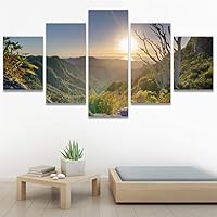 SIGNWIN 5 Panel Canvas Wall Art Setting in The Trees for Home Decorations Ready to Hang - 60