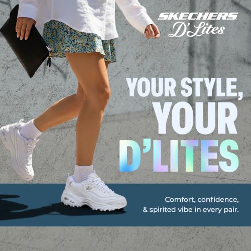 Skechers womens D'lites- fresh start Fashion Sneaker, White, 7 Wide US - image 8