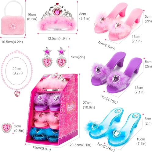 Princess Dress Up Shoes, Clothes, Crown Jewelry Set - Girls Toys for 3-5 Years Old