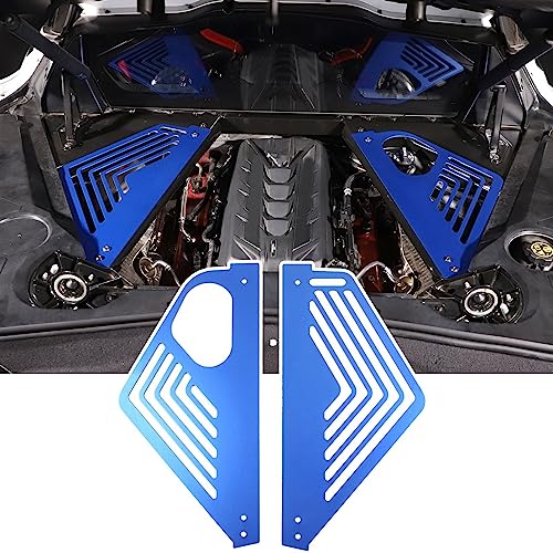 Image of TOYCIDFG Car Front Engine Bay Panel Cover Left Right Splash Shield Oxidation Case Guard Compatible with C8 Corvette 2020-2024 Auto Aluminium Interior Body Part Accessories (Blue)