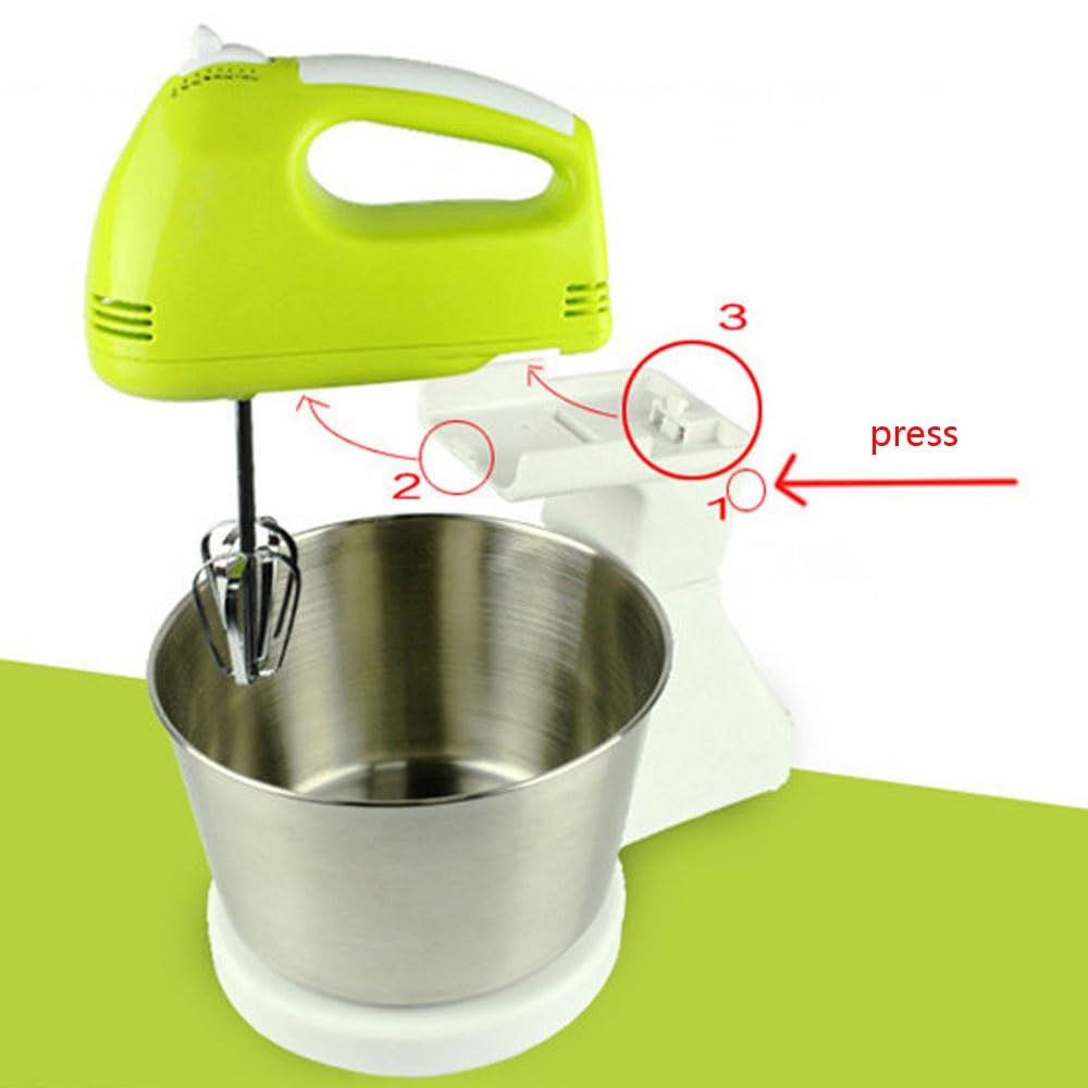 7 Geschwindigkeitsstufen Standmixer Elektrischer Schneebesen 2-in-1-Handmixer 1,7-Liter-Schüssel Professioneller Mixer Backzubehör Mini-Eiercreme-Mixer Für Kuchen, Teig, Brot, Desserts 100 W