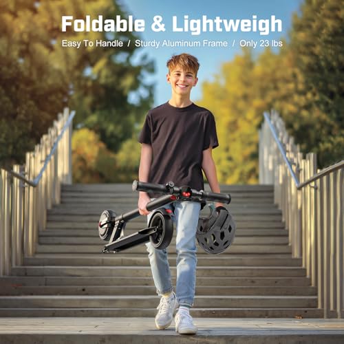 Image of Caroma Electric Scooter Adults,450W Peak Foldable E-Scooter,16 MPH,21 Miles | 3 Speeds & 15 Climb, UL2272 EABS Brake,Smart LED Display Lights, Foldable Frame For Kids 8+, Teens Women Commute Travel