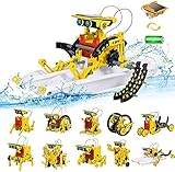 Accionamiento del sol: kit de ciencia solar para niños de 8, 9, 11 y 12 años de edad. Los niños contienen un panel solar, que recoge la energía solar en un motor eléctrico que acciona los engranajes para que la máquina funcione sin problemas. Los robots montados por los niños pueden utilizar energía solar para deslizar, rodar y nadar.