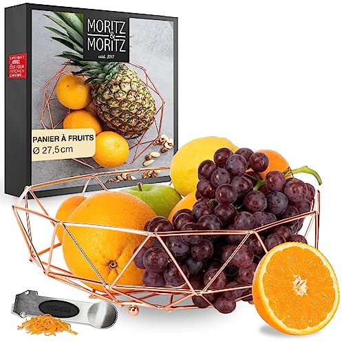 Moritz & Moritz Corbeille à fruit en métal cuivré 27,5 cm - Coupe à fruit métallique cuivré - Panier pour cadeaux, fruits, légumes et pain
