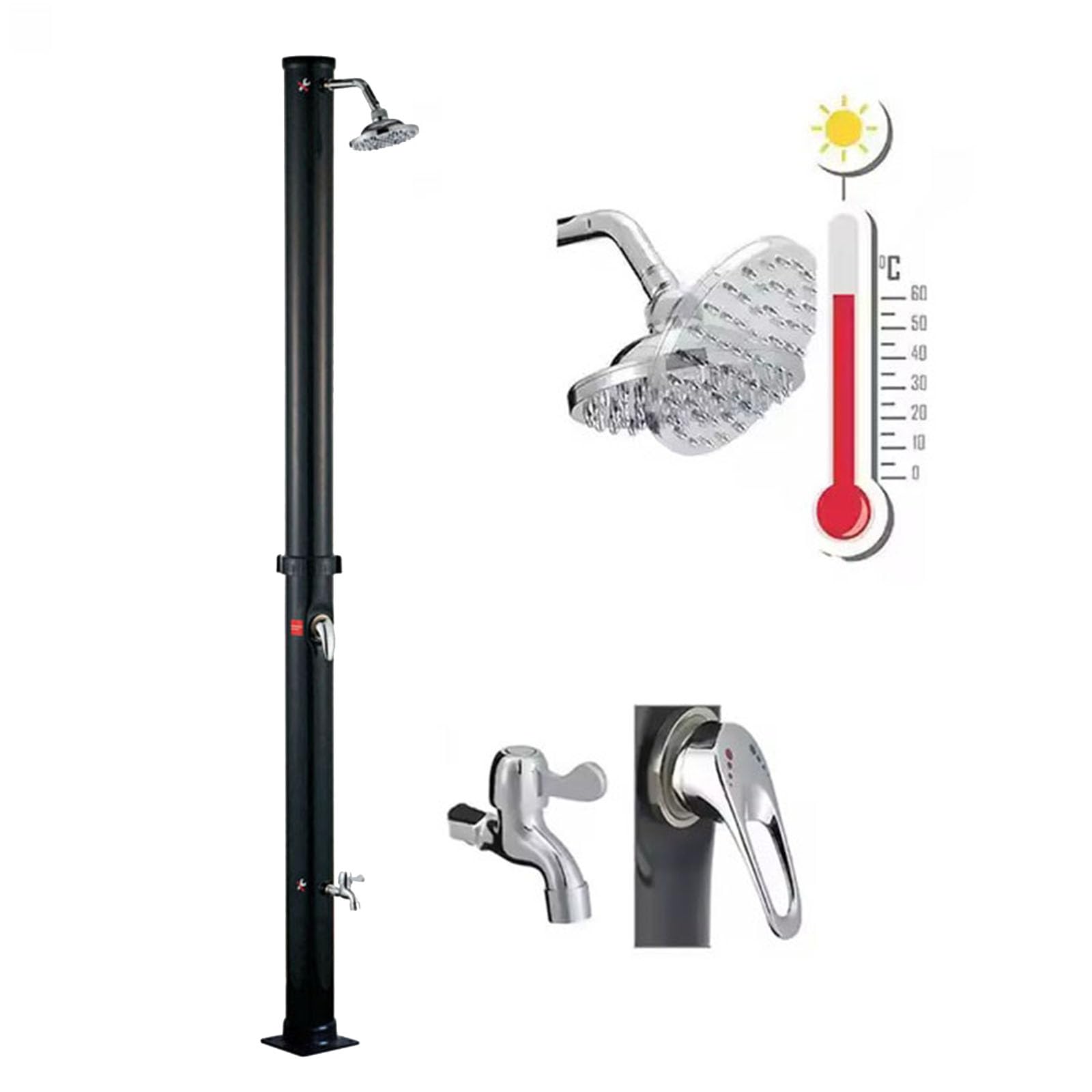 Douche solaire chauffante d'extérieur de 2,1 m pour piscine, arrière-cour et plage – Colonne de douche facile à installer avec robinet de tête et de pied, idéale pour une utilisation au spa et à la