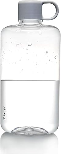 ALLKELR Botella de agua plana portátil, sin BPA, botella de agua de viaje de plástico Tritan para campamento, fitness, deportes al aire libre, se