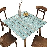 Paint Tablecloth Square Fitted, Antique Blue Wood Painting Table Cover Water Resistant Polyester Was