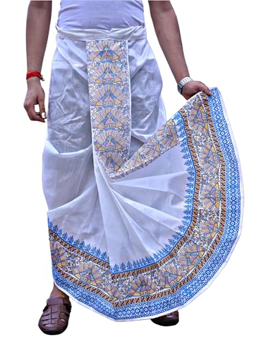 Image of Men's Ready to Wear Pant System Printed MAYUR PUCHHA Dhoti for Marriage, Pooja, Festival etc.(GC010)