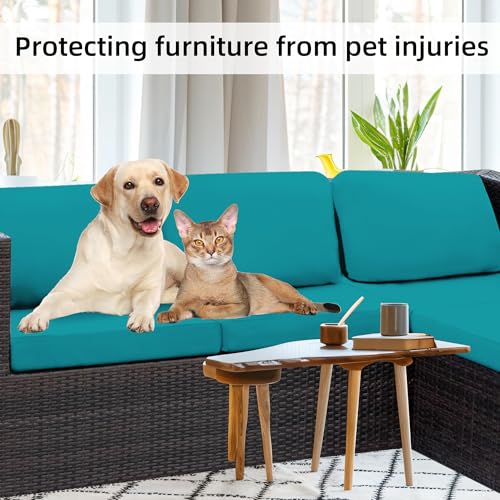 Image of 8Pcs Stretch Patio Cushion Covers,Outdoor Couch Covers Replacement,Outdoor Couch & Sofa Slipcovers,for Patio Furniture Cushion Covers,Washable Reusable Furniture Protector (Peacock Blue,Cover Only)