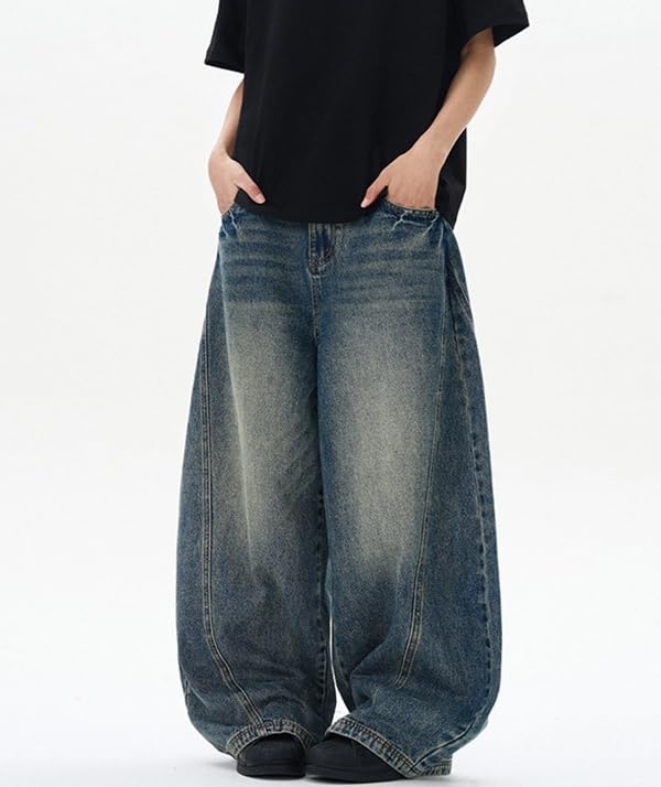 Mens Wide Leg Jeans Y2k Baggy Hip Hop Denim Pants Vintage Grunge Jeans Loose Fit Skater Skateboard Pants Streetwear2