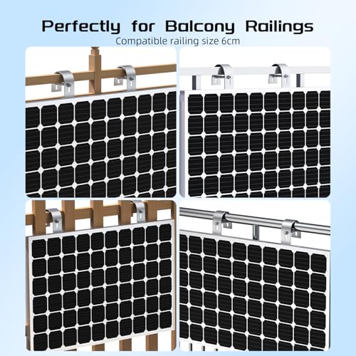 Bateria Power Suportes de montagem de painel solar para varanda, suporte de painel solar para grades