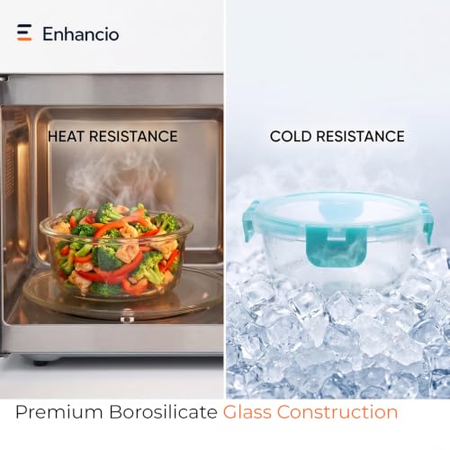 Image of Borosilicate Glass Food Containers with Lids, 430 ml Each, Set of 2 | 100% Food-Safe, Airtight & Leakproof | Microwave, Freezer & Dishwasher Safe for Lunch and Storage
