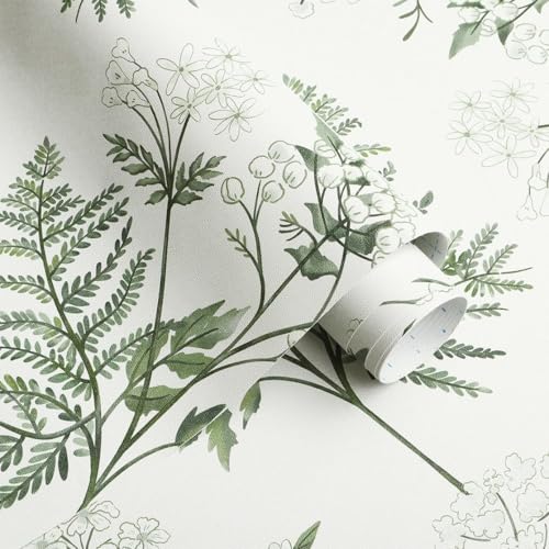 Image of Peel and Stick Vintage Flowers Leaves Birds Design Wallpaper | Waterproof Removable Wallpaper | Self Adhesive Wallpaper for Bedroom Living Room Home & Kitchen |16.5X87Inch