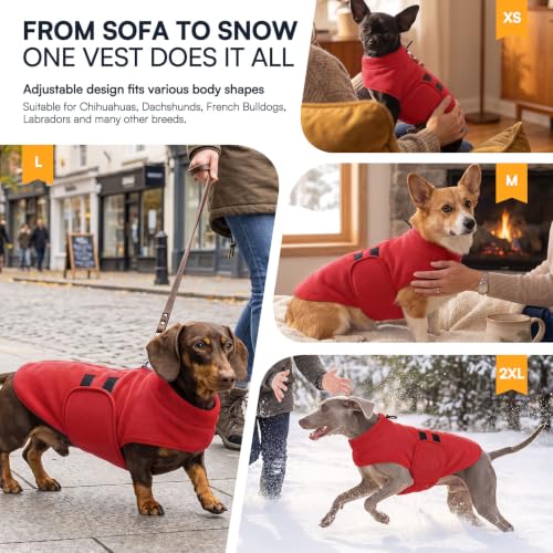 Image of Queenmore Small Dog Sweater,Soft Fleece Dog Vest Dog Jacket with Leash Hole