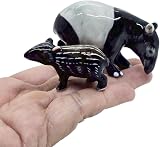 WitnyStore Bundle Tiny 2¼' Tapir Mother and Baby Figurine - Miniature Hand Made Painted Ceramic Exotic Wildlife Wild Mammal Animals Porcelain Decorative Figures Collectible Figurines Home Décor Gifts