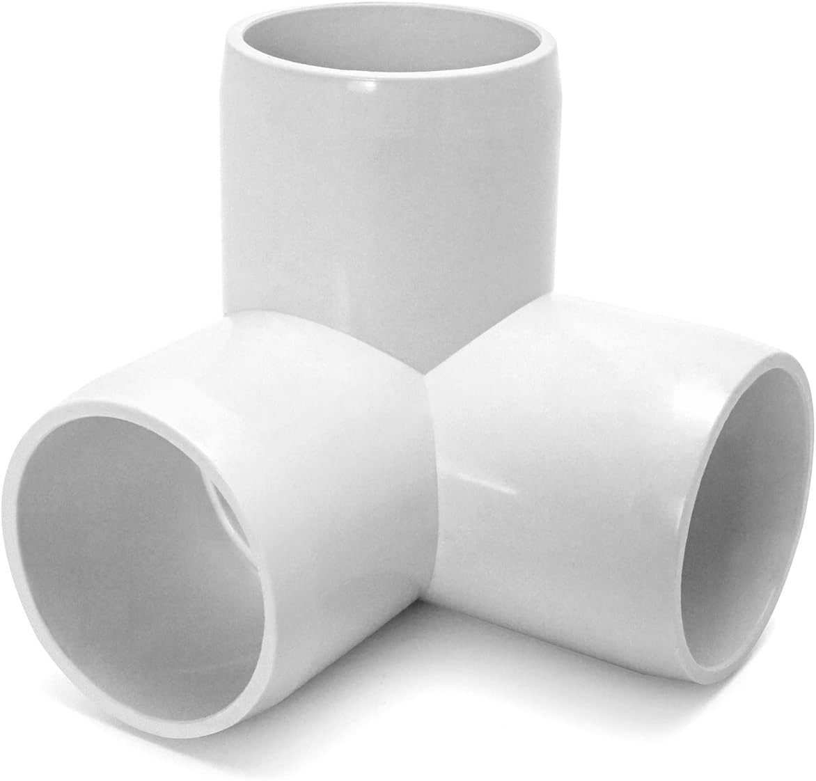 QWORK Pack of 4 - White PVC 3-Way Elbow Furniture Grade Fittings (1-1/4 inch), UV-Resistant and Impact-Proof, for Building Strong PVC Structures and Furniture