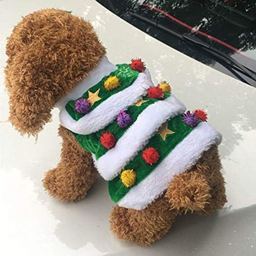 iplusmile Christmas Dog Cat Clothes - Pet Outfits - Christmas Tree Shaped Dog Costume Pet Winter Clothes Comfortable Warm Christmas Hoodie Dress for Party(Green)