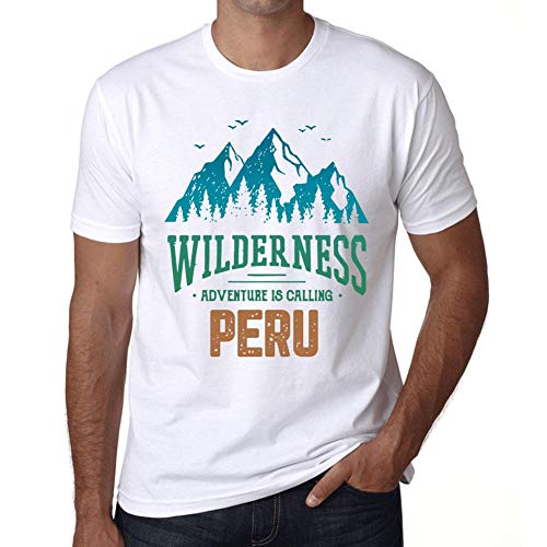 Homme Tee-Shirt La Nature Sauvage L'Aventure Appelle Le Pérou – Wilderness, Adventure is Calling Peru – T-Shirt Graphique Éco-Responsable Vintage Cadeau Nouveauté Blanc S
