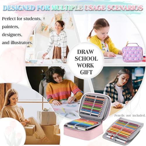Image of VX VONXURY Large Pencil Case, 54-Slot Colored Pen Pouch 2 Removable Sleeves