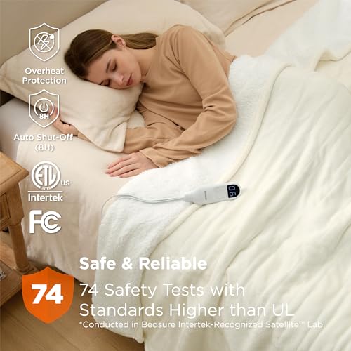 Image of Bedsure Electric Blanket Full Size - Soft Flannel Heated Blanket Full, Fast Heating with 6 Time Settings (Up to 10H) & 6 Heat Settings, Warm Gift for Grandma (72x84 inches, Ivory)