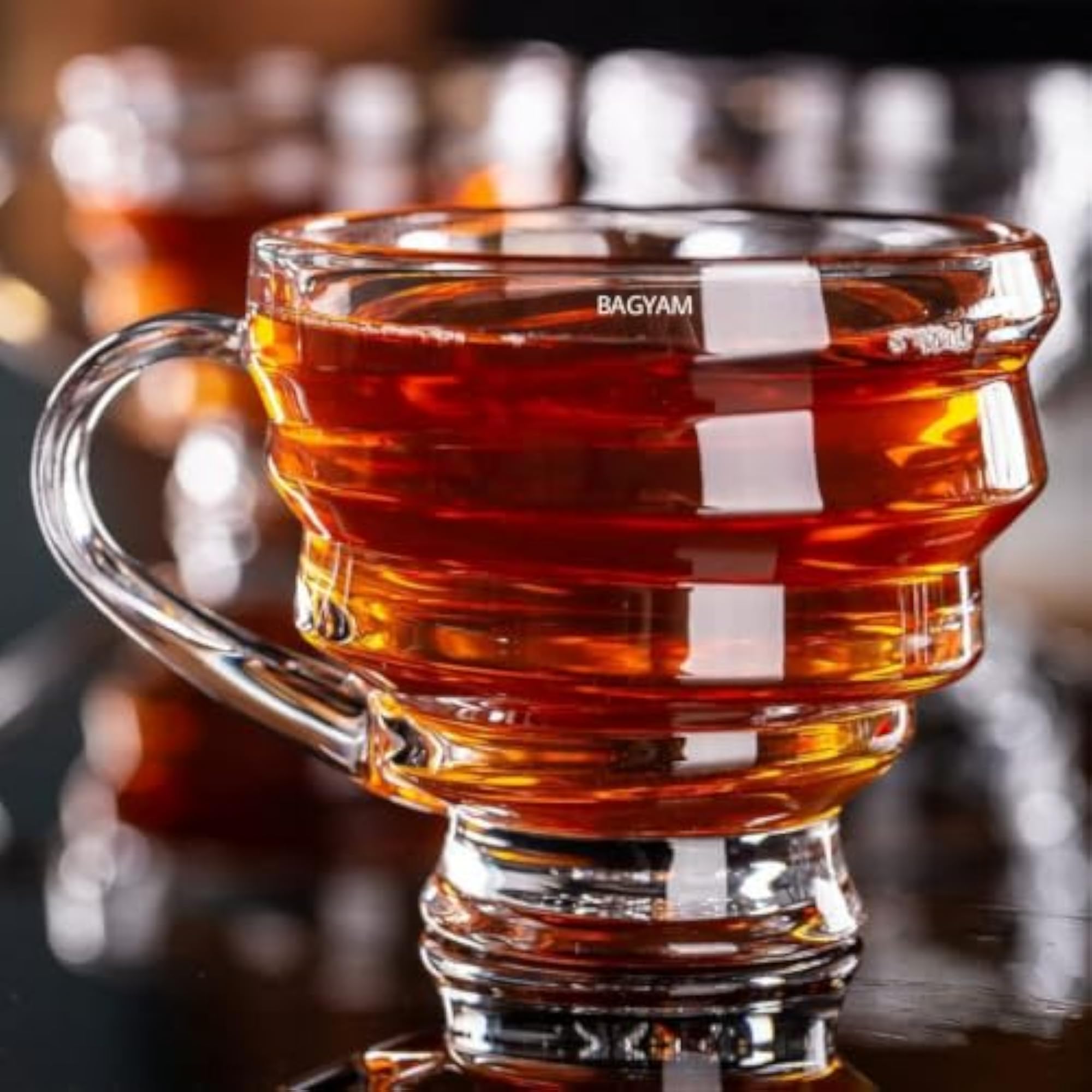Glass Tea Cups Set of 6, Transparent for Hot & Cold Drinks