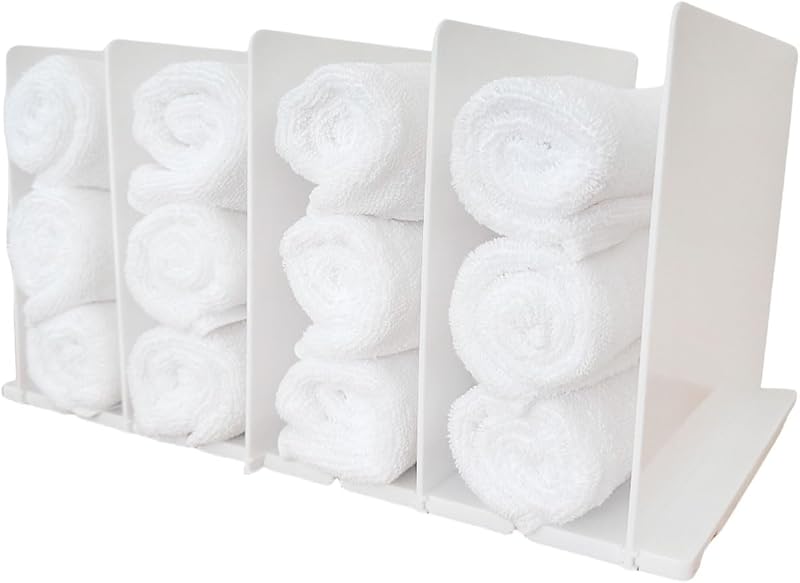 Towel Organizer for Closet:Bathroom & Cabinet Under Sink Towel Storage, 16.4‘’ Beach & Hand Towels and wash Cloths Holder Space Saving Closet Organizers and Storage