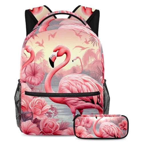 Sac à dos flamant rose 2 pièces pour la rentrée scolaire des enfants