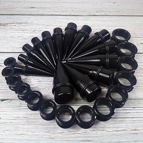 BodyJ4You 24PC Ear Stretching Kit - 00G-20mm Big Gauges - Solid Acrylic Heavy Tapers No Flare Plugs O-Rings - Stretchers Weights Expanders Eyelets2
