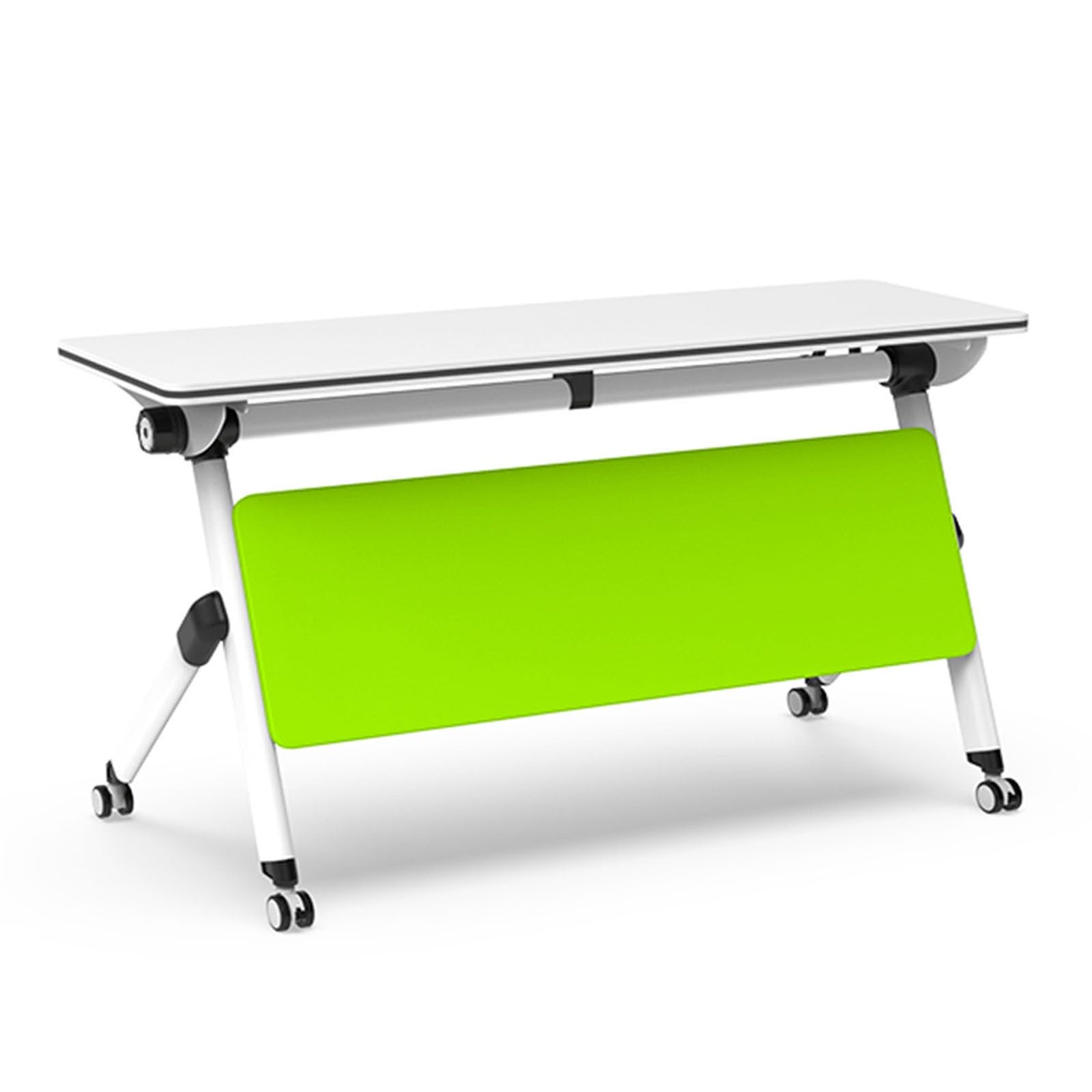 Mesa de conferencias plegable grande con ruedas giratorias, diseño plegable móvil, rectangular, ahorra espacio, para reuniones de oficina y entrenamiento, color verde, 47 x 20 x 30 pulgadas