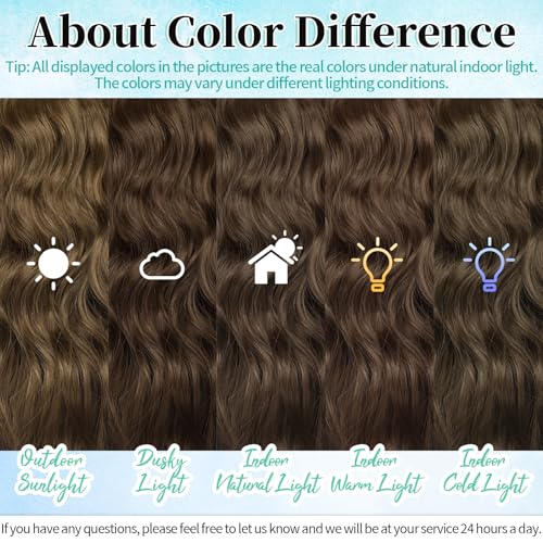 Image of Wavy Thick Clip in Hair Extensions 20 inch Medium Brown | 4 Pieces Clip in Extensions,Fiber Double Weft Hairpieces,Natural Volume,Beach Wave Long Synthetic Hairpieces for Women