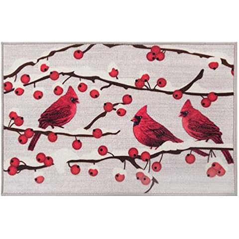 Cardinal Winter Berries Accent Rug 20 x 30 Inches Cover