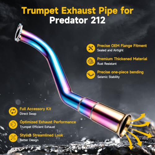 Image of HIAORS 212 Exhaust Pipe Trumpet Kit for Predator 212cc Mini Bike Go Kart