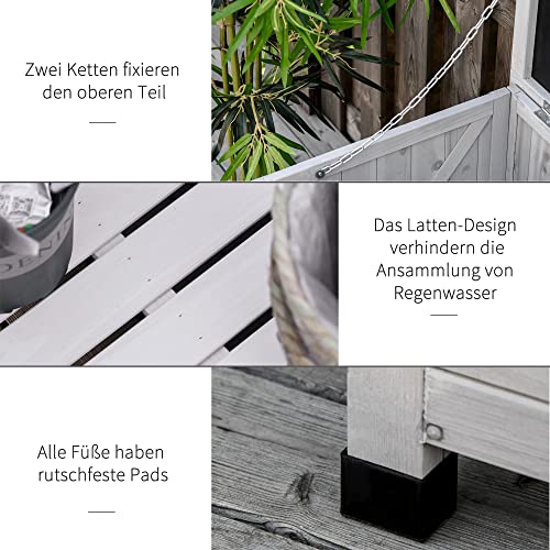 Outsunny Gartenschrank Gerätehaus Gerätescharank wasserbeständig Tannenholz dauerhaft große Raum 127 x 56 x 60 cm Grau – Bild 8