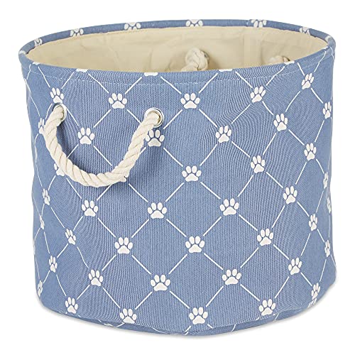 Panier de rangement en polyester résistant grand format treillis bleu délavé - 2