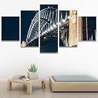 SIGNWIN 5 Panel Canvas Wall Art Street Lights for Home Decorations Ready to Hang - 60