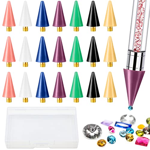 21 Pieces Replacement Wax Tips, SPOKKI Diamond Painting Pen Replacement Wax Heads for Nail Art Diamond Painting, Diamond Painting Accessories Tools with Box (Wax Wick*21)