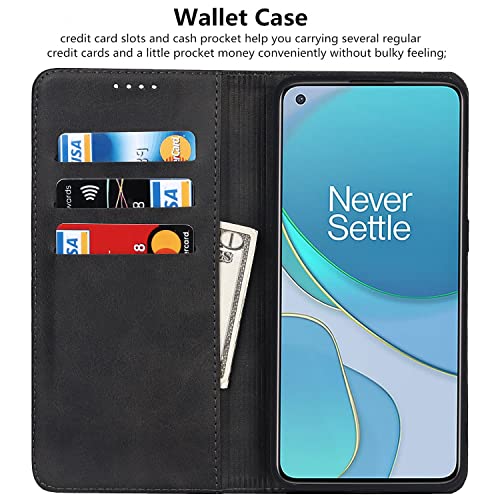 Icovercase For Oneplus 8T Wallet Case With Credit Card Holder, Premium Pu Magnetic Leather Kickstand Feature Flip Cover Case For Oneplus 8T / 1+8T (Dark Gray) #TOP2