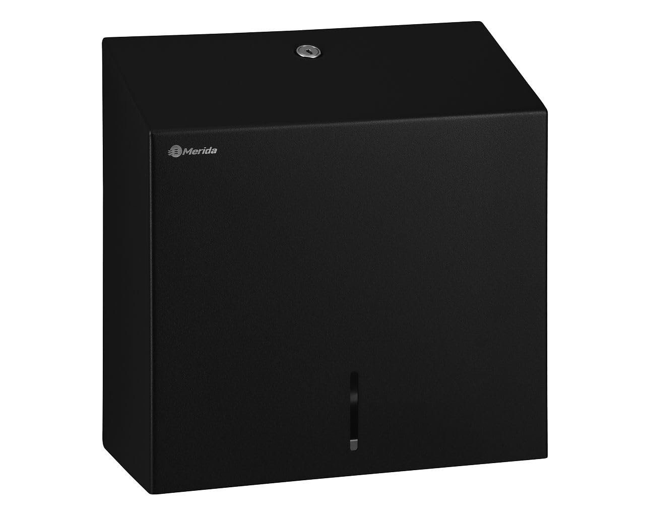 Merida Dispenser Asciugamani Piegati Maxi Acciaio Inox Nero Parete Oblò | Dispenser a parete per asciugamani piegati, acciaio inox nero, fino a 500 asciugamani, chiusura a chiave, 26,5 x 25,5 x 12 cm