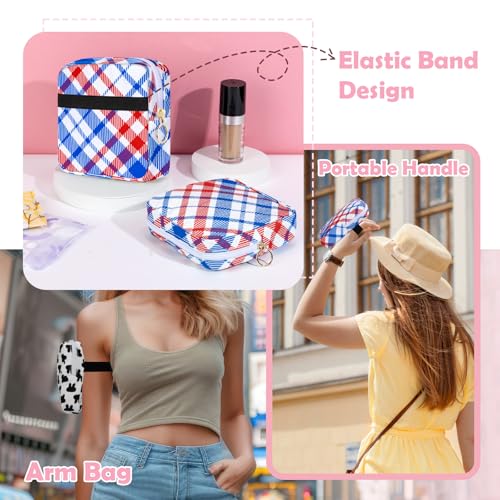 Image of Period Bag Pouch Soft Cloth Sanitary Napkin Storage Bag Portable Menstrual Pad Pouches Tampon Holder for Purse First Period Kit for Girls 9-12 (Red-blue Stripes)