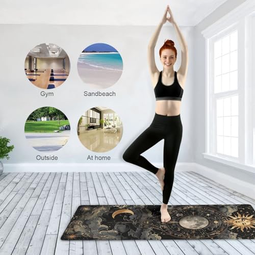 GOODOLD Astrological Pattern Yoga Mat, 71 x 26 Inch Non-slip Yoga Mats Folding Travel Exercise Mat Indoor Outdoor Gym Pilates with Storage Bag for Women Men by GOODOLD - Used condition - Image 5