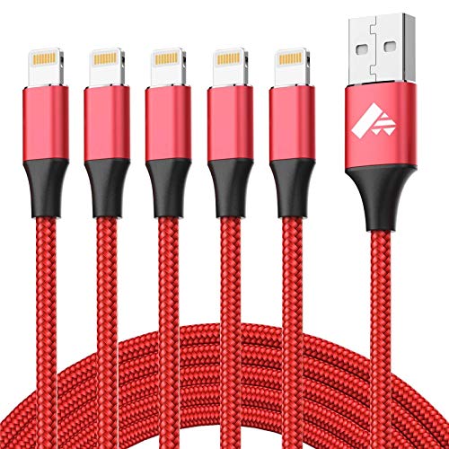 Aioneus Cargador iPhone 5Pack Cable iPhone (1+1+1.5+1.5+2) M Cable Lightning Carga Rapida...