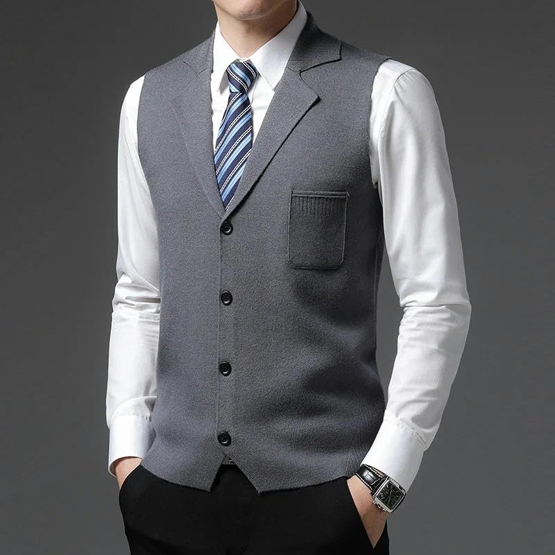 Anti-pilling Autum Lapel Knit Cardigan Casual Korean Sweater Sleeveless Vest4