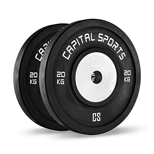 Capital Sports Inval Competition Coppia Dischi per Bilancieri Sollevamento Pesi da Competizione (2 x 20 kg, Nucleo in Alluminio, Attacco 50,4 mm)