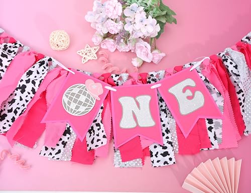 Image of Cowgirl One Birthday High Chair Banner,Disco 1st /First Birthday Decorations | Disco Party Girls Smash Cake Decorations,My First Rodeo