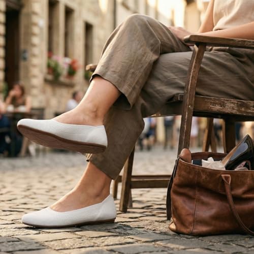 Image of poemlady Women's Ballet Flats Slip On Knit Soft Round Toe Dress Shoes