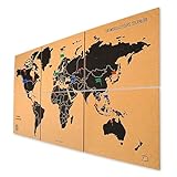 Zinello Design – Mappamondo da Parete XXL 120x60 cm – 6 Pannelli Autoadesivi in Sughero – ...