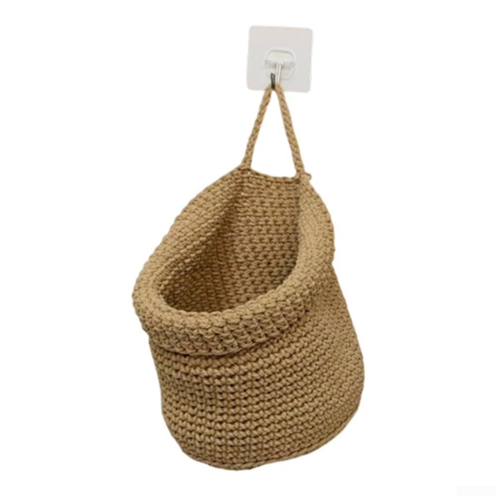 Boho Wall Hanging Storage Baskets Set 3 Piece Woven Look Baskets for Kitchen Counter Wall Mount Organization and Decorative Display (Large)