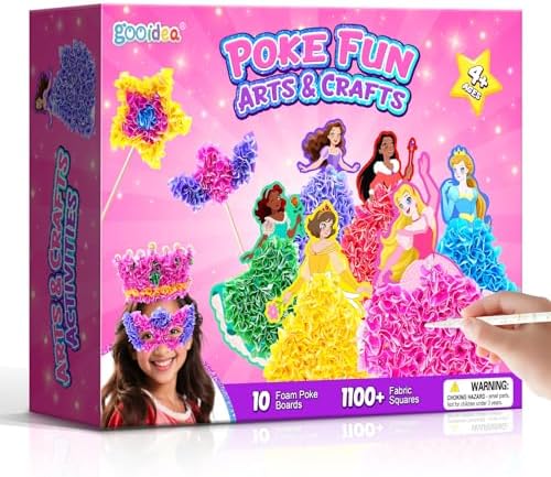 Gooidea Poke Arts and Crafts for Girls Ages 4, 5, 6, 7, 8, 9, Classical Princesses Poking Art, Mess-Free DIY Craft for Kids DIY Creative Activities Pretend Play Toy Gifts for Kids Age 4-9