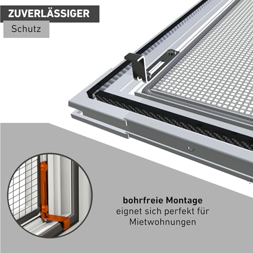 Windhager Insektenschutz Spannrahmen Fenster PLUS, Fliegengitter Alurahmen für Fenster, Selbstbausatz 140 x 150 cm, weiß